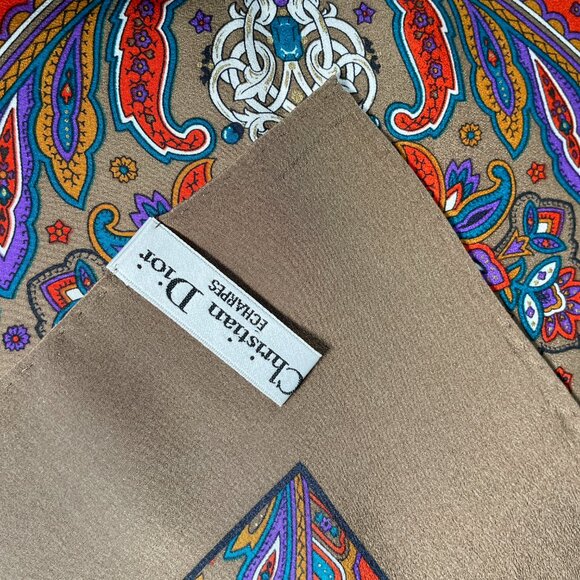 Vintage Christian Dior Silk Paisley Scarf - Picture 11 of 13